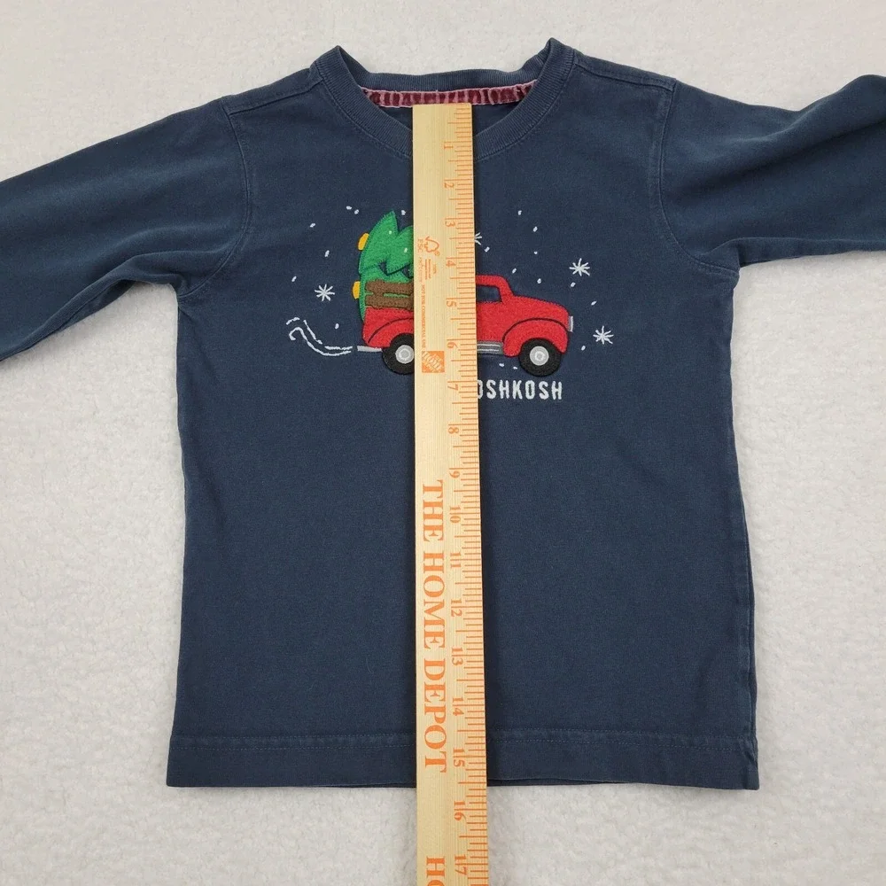 Osh Kosh B'gosh Christmas Winter Truck Shirt 4T Toddler Blue Cotton‎ Long Sleeve